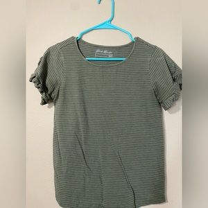 Eddie Bauer Cotton Knit Top with Ruffle Shoulders